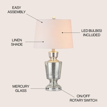 Olivia 26.5" Glass LED Table Lamp - JONATHAN Y